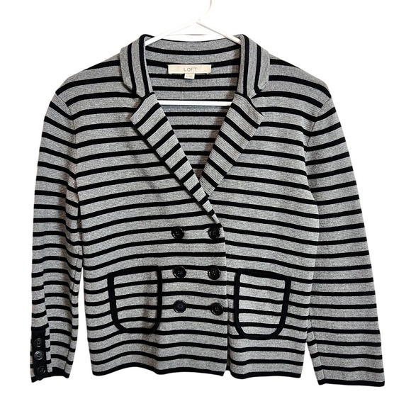 Ann Taylor Loft Jackets & Blazers - Loft Striped Knit Double Breasted Blazer - Size‎ Small Secretary Officewear